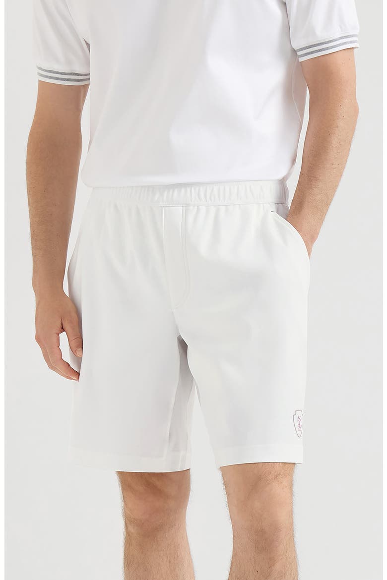 Cotton interlock shorts with logo, Main, color, White
