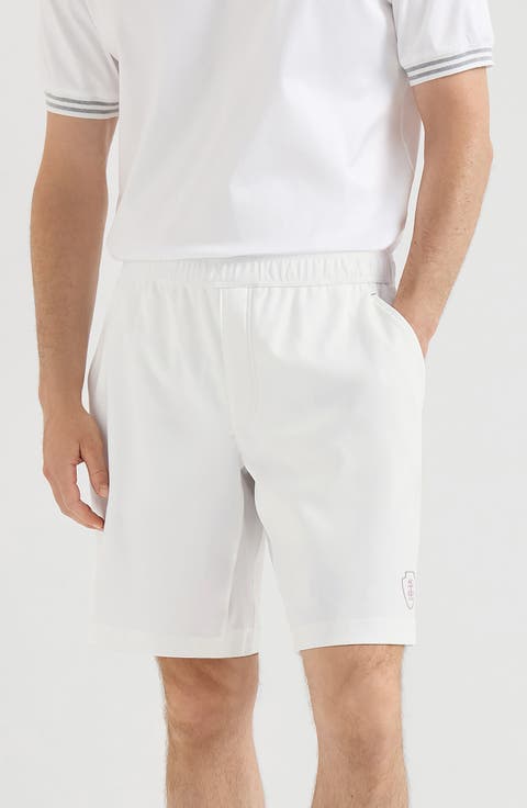 Cotton interlock shorts with logo