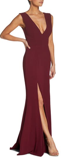 Sandra Plunge Crepe Trumpet Gown