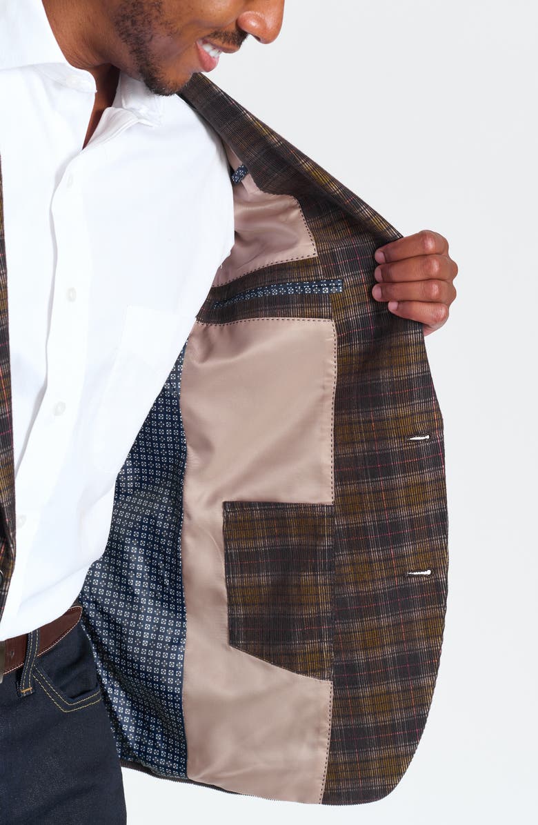 SAVILE ROW CO Navy & Brown Glen Plaid Corduroy Blazer, Alternate, color, Navy