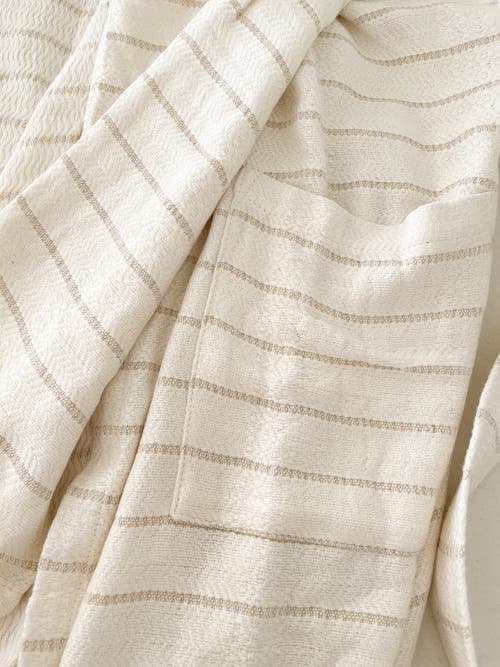 Anaya Luxe Striped Robe In Beige