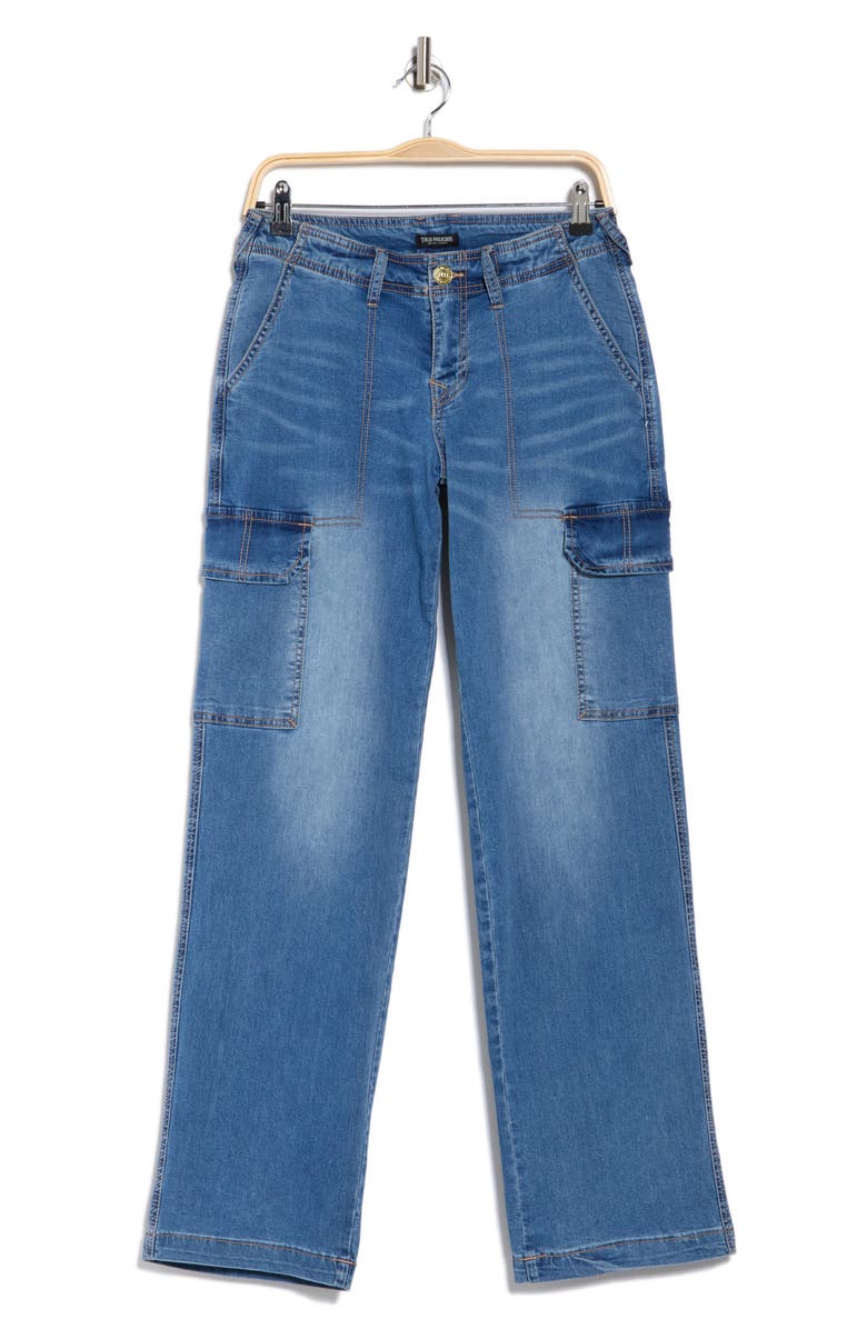 True Religion Straight Leg Cargo Jeans, Alternate, color, Medium Tide Wash
