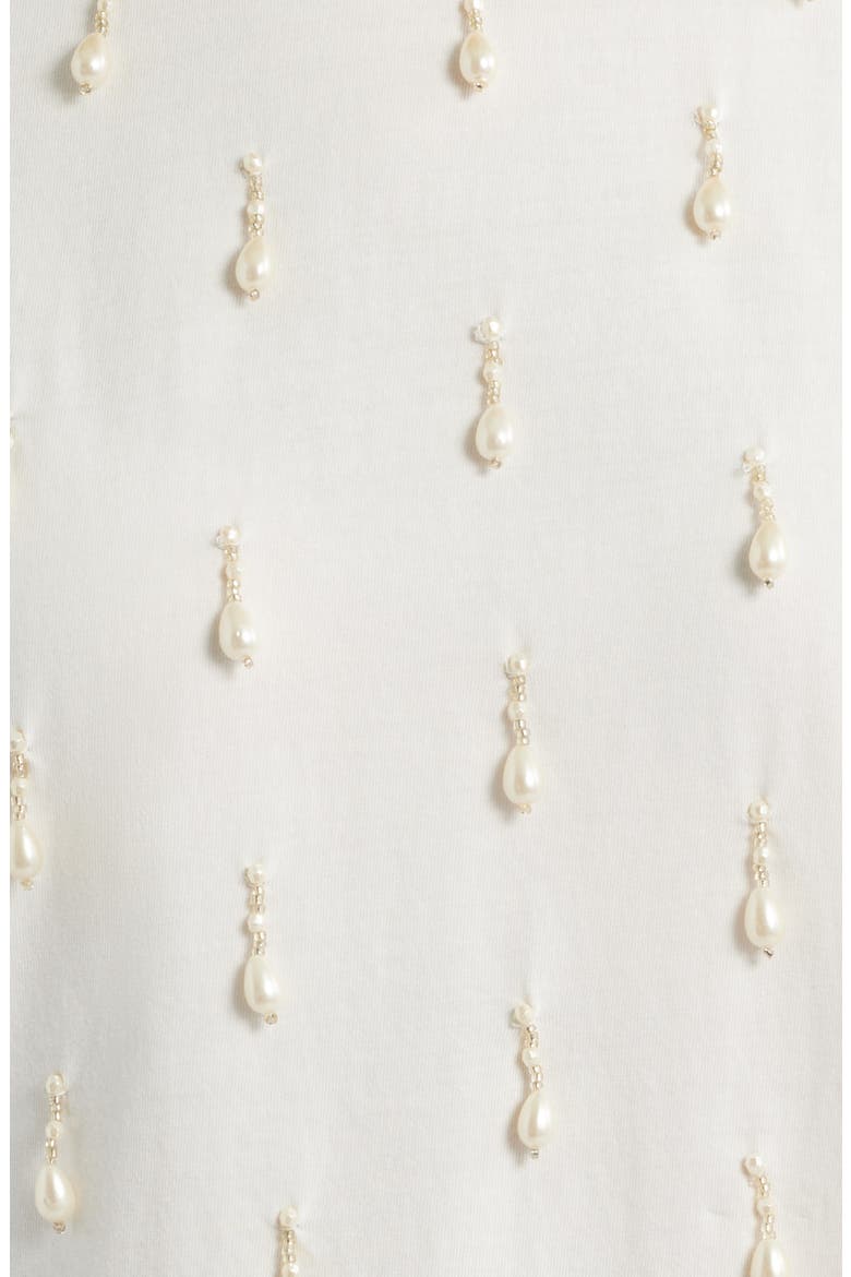 Carmel Faux Pearl Accent Cotton T-Shirt, Alternate, color, IVORY