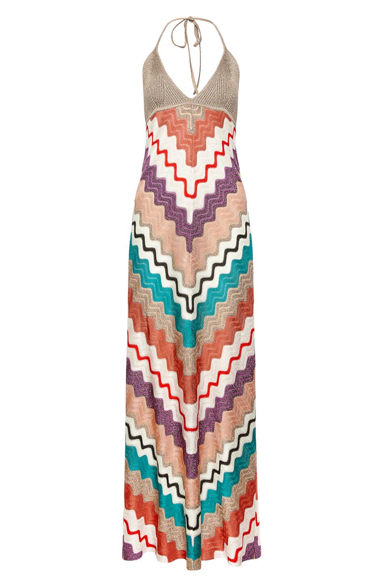 Missoni Metallic Chevron Knit Halter Dress, Main, color, 