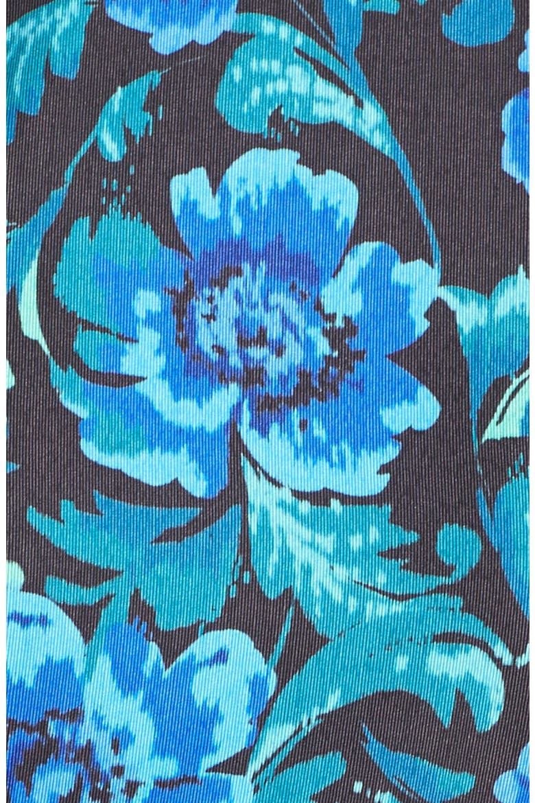 Cutout Floral Print Fit & Flare Dress, Alternate, color, BLUE