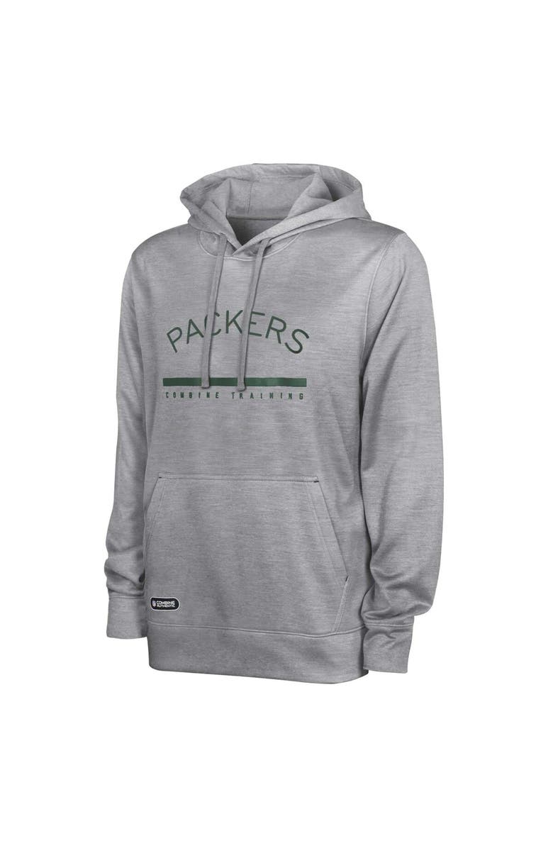 Outerstuff Men's Heather Gray Green Bay Packers Grid Drill Streak Fleece Pullover Hoodie, Alternate, color, 