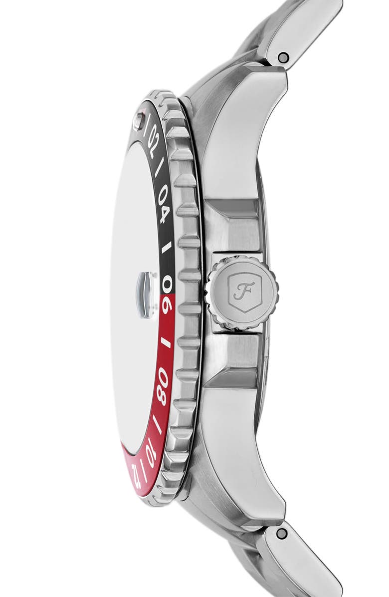 Fossil Red GMT Bracelet Watch, 46mm, Alternate, color, Silver