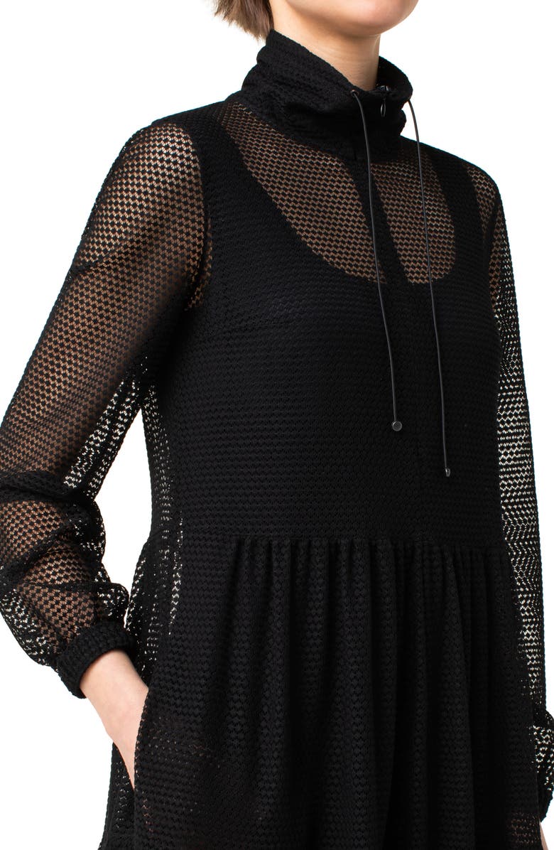Akris punto Mesh Tiered Long Sleeve Midi Dress, Alternate, color,