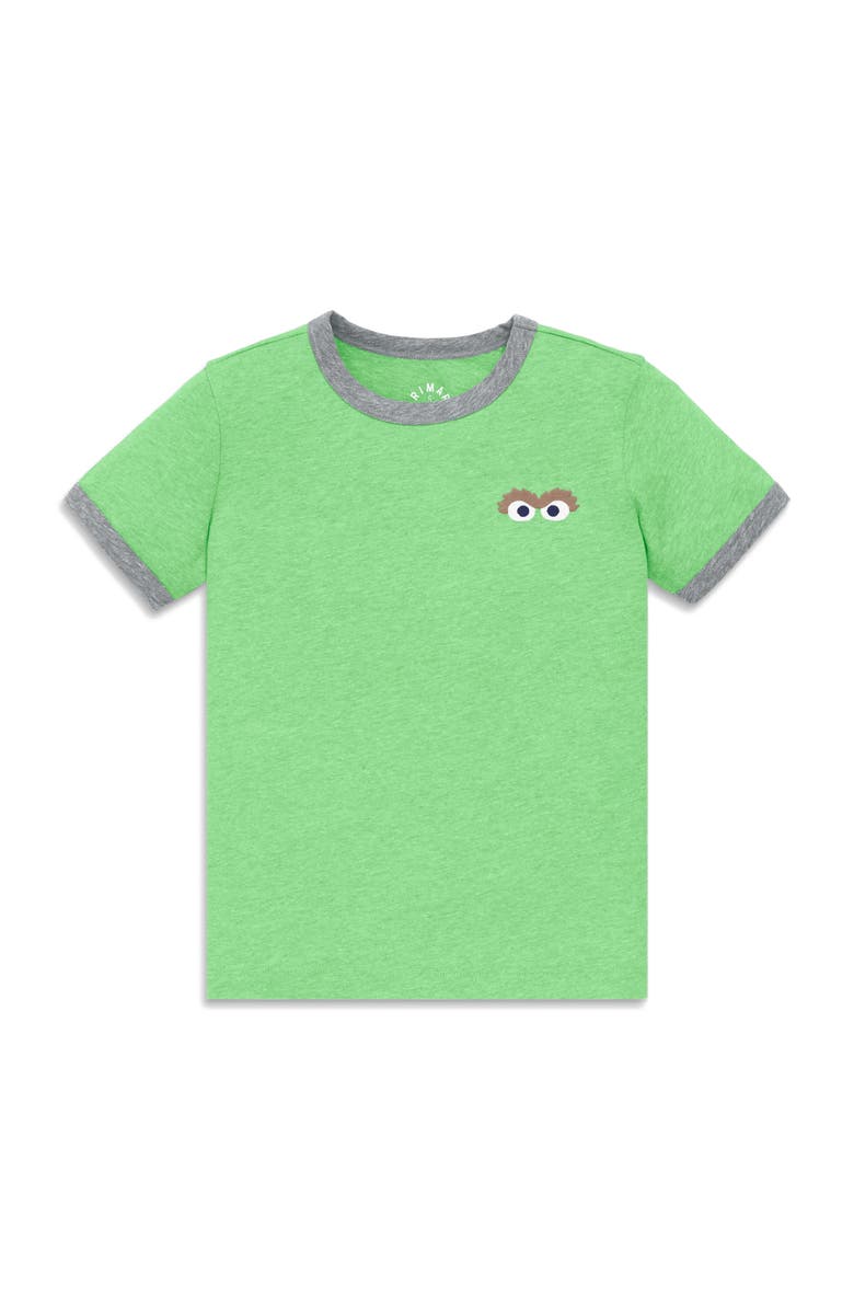 Primary Kids Sesame Street Embroidered Ringer Tee, Alternate, color, Clover