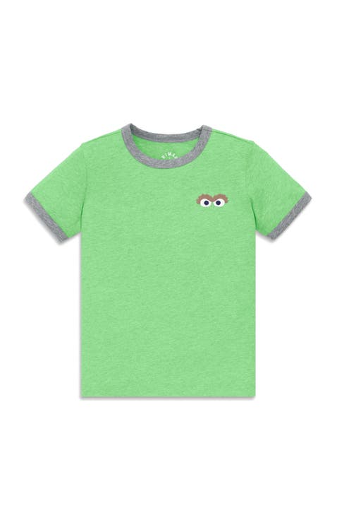 Kids Sesame Street Embroidered Ringer Tee (Toddler, Little Kid, Big Kid)