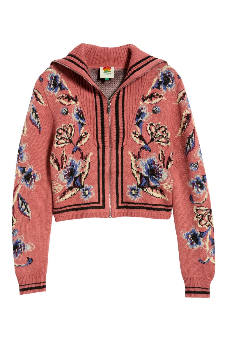 Floral Beauty Tapestry Zip Cardigan, Alternate, color, FLORAL BEAUTY TAPEST