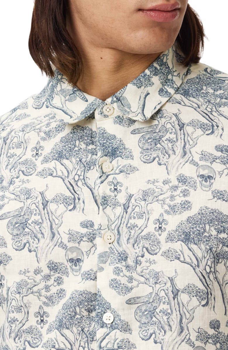 John Varvatos Ross Slim Fit Linen Button-Up Shirt, Alternate, color, Ivory