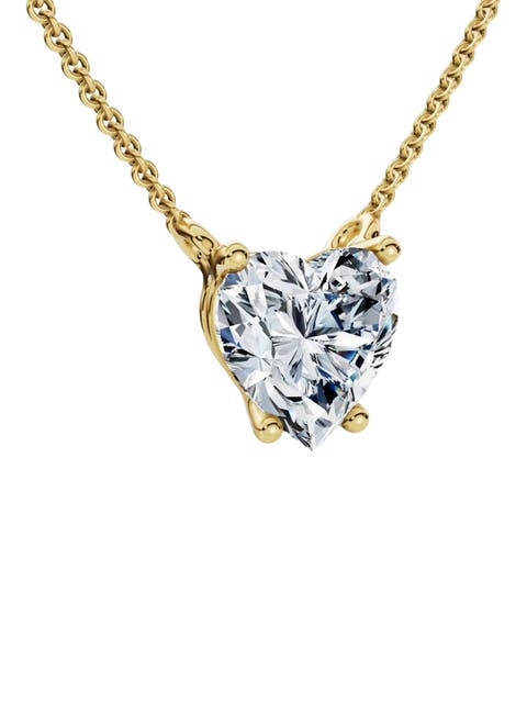 1Ct Heart Shape Diamond Solitaire Diamond Pendant 14k Gold Necklace Lab Grown