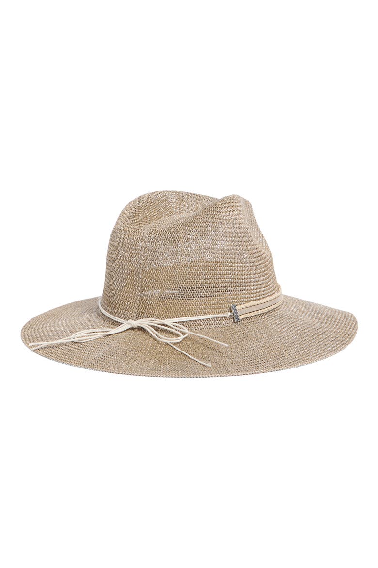 Sparkle Trim Panama Hat, Alternate, color, GOLD