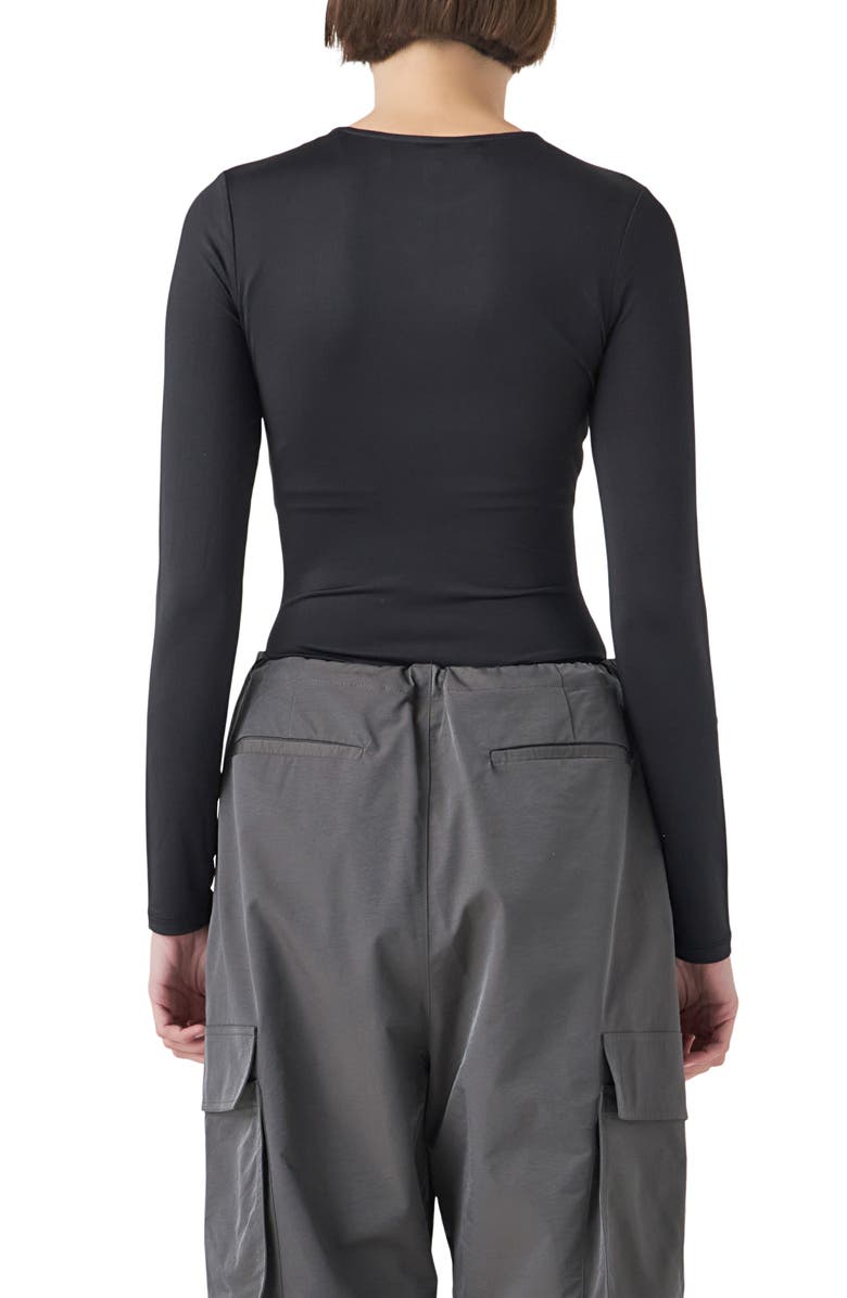 Grey Lab Long Sleeve Bodysuit, Alternate, color, Black