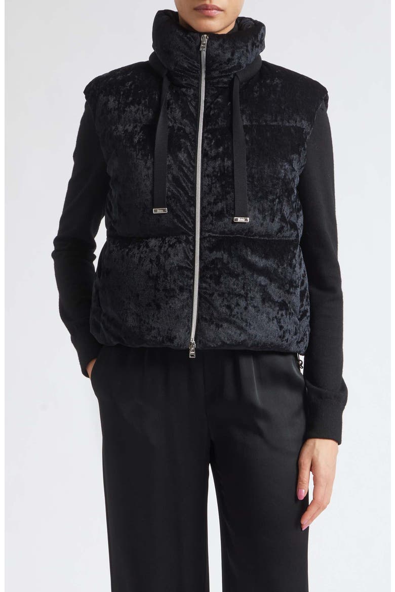 Velvet Down Puffer Vest, Main, color, 9300 NERO