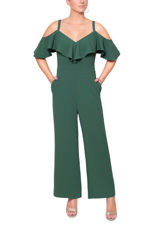 Rachel Rachel Roy Marcella Off The Shoulder Ruffle Jumpsuit In Green