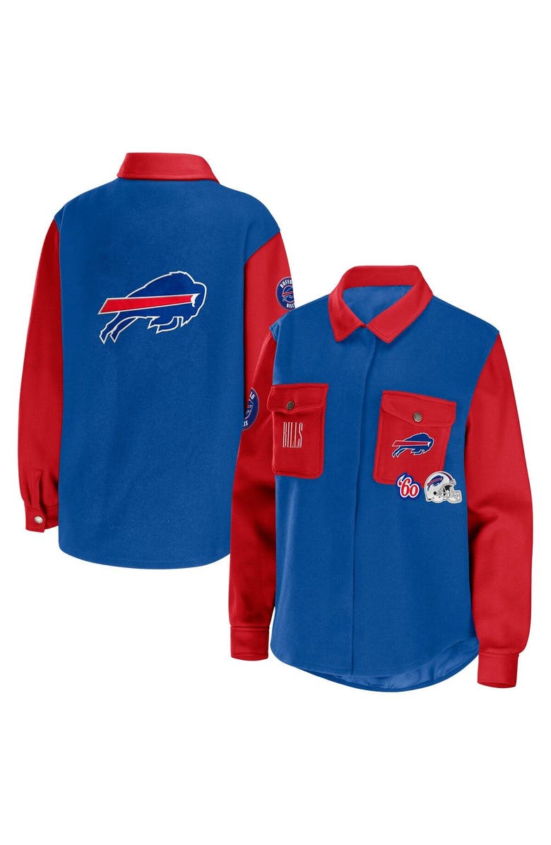 WEAR by Erin Andrews Women's WEAR by Erin Andrews Royal Buffalo Bills Snap-Up Shirt Jacket, Main, color, 