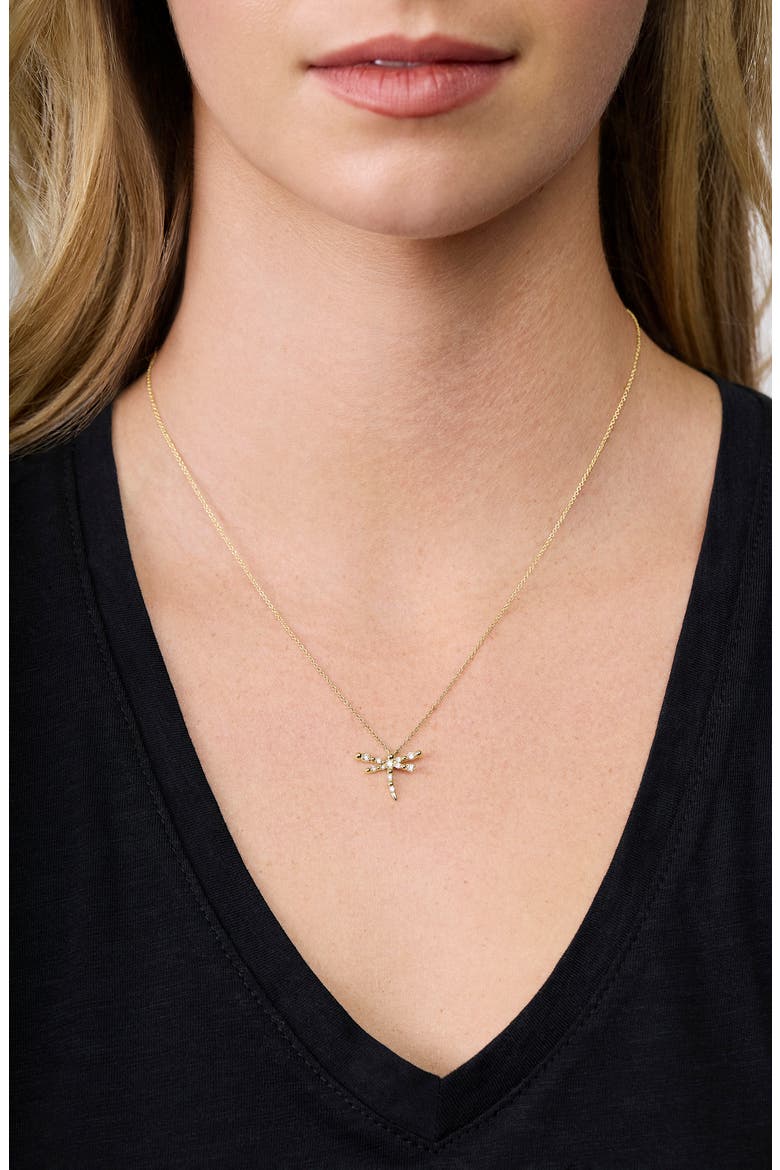 Mykonos 18K Yellow Gold Diamond Dragonfly Pendant Necklace, Alternate, color, 18K YELLOW GOLD
