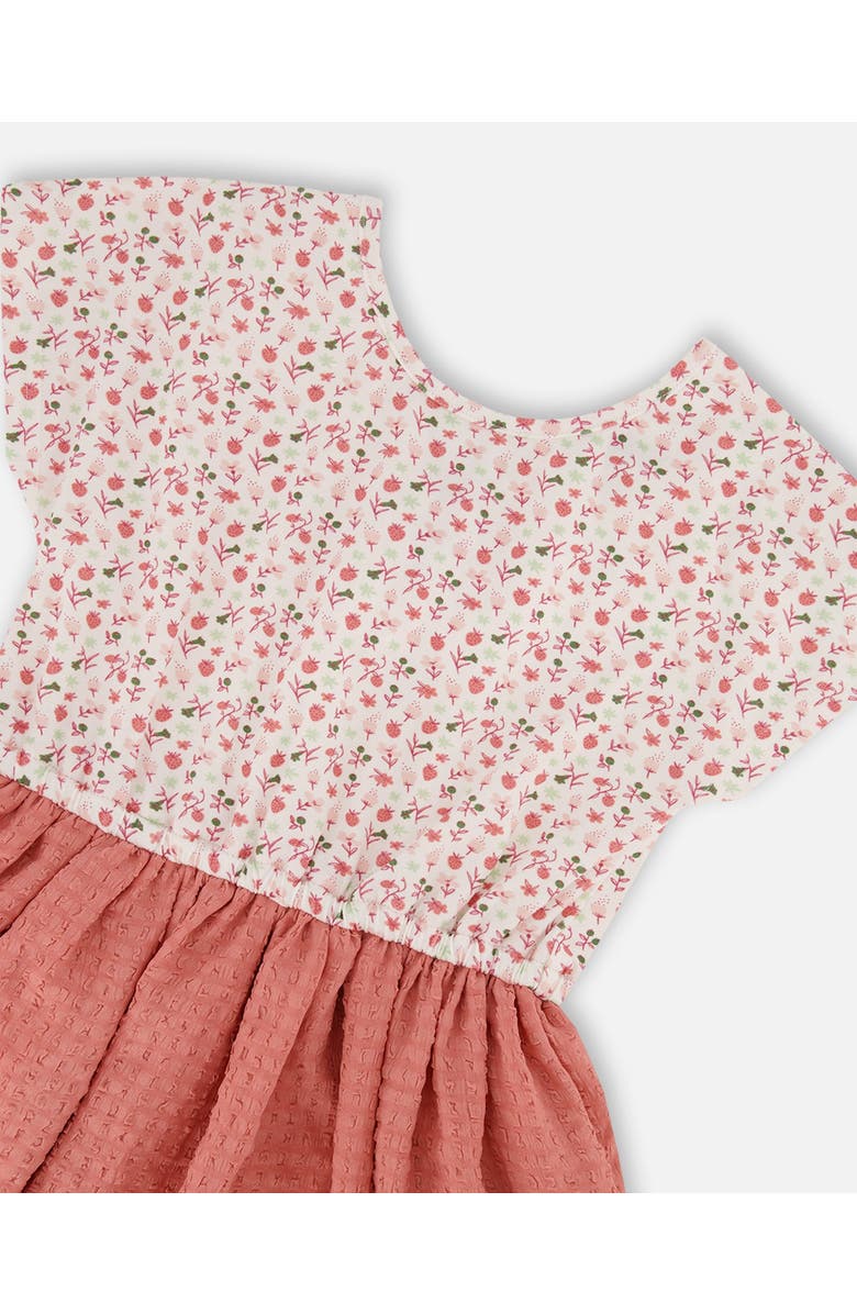 Deux par Deux Girl's Bi-Material Dress With Printed Top Small Flowers And Pink, Alternate, color, 