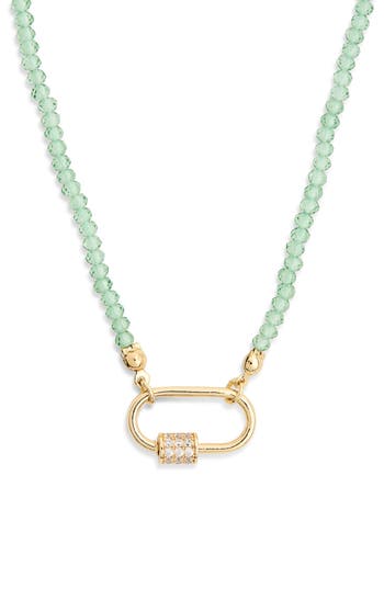 Leith Cubic Zirconia & Crystal Beaded Carabiner Necklace