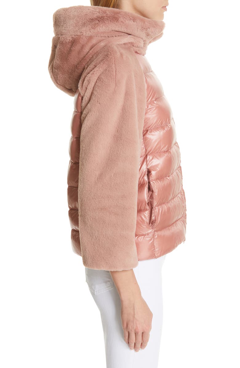 Herno Quilted Down Nylon & Faux Fur Puffer Jacket, Alternate, color, 