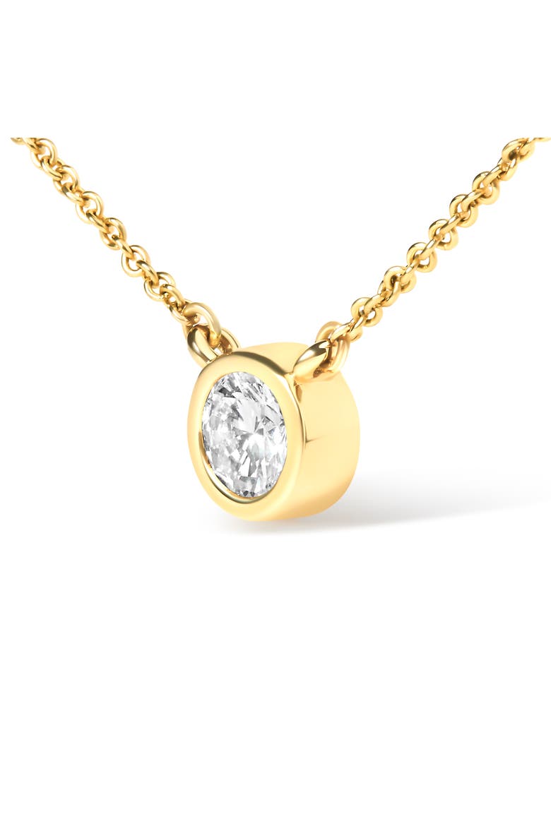 10K Gold 1/3 Cttw Diamond Bezel-Set Solitaire Pendant Necklace, Alternate, color, Yellow