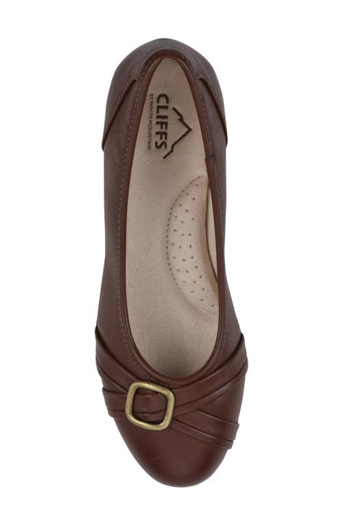 Shop Cliffs By White Mountain Calming Buckle Strap Flat In Brown Burnished Smooth