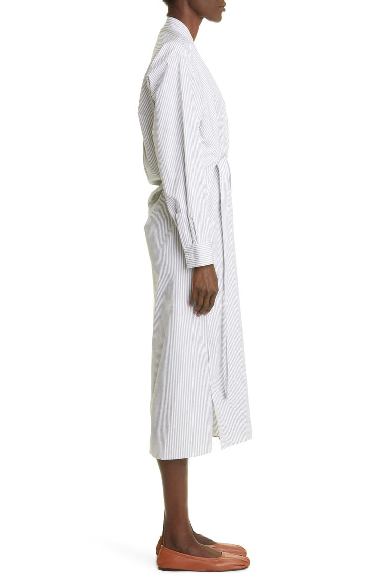 Tilted Stripe Long Sleeve Cotton Shirtdress, Alternate, color, WHITE/ BLACK 100