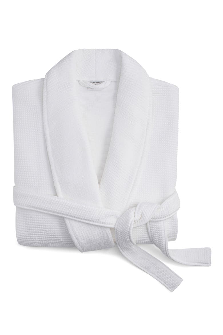 Waffle Terry Bath Robe, Alternate, color, WHITE