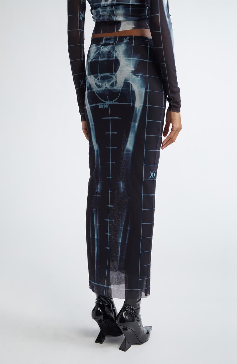 Jean Paul Gaultier Squeletor Print Mesh Skirt, Alternate, color, 