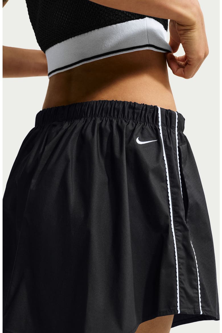 Sportswear Scallop Trim Poplin Skirt, Alternate, color, 010 BLACK/SAIL