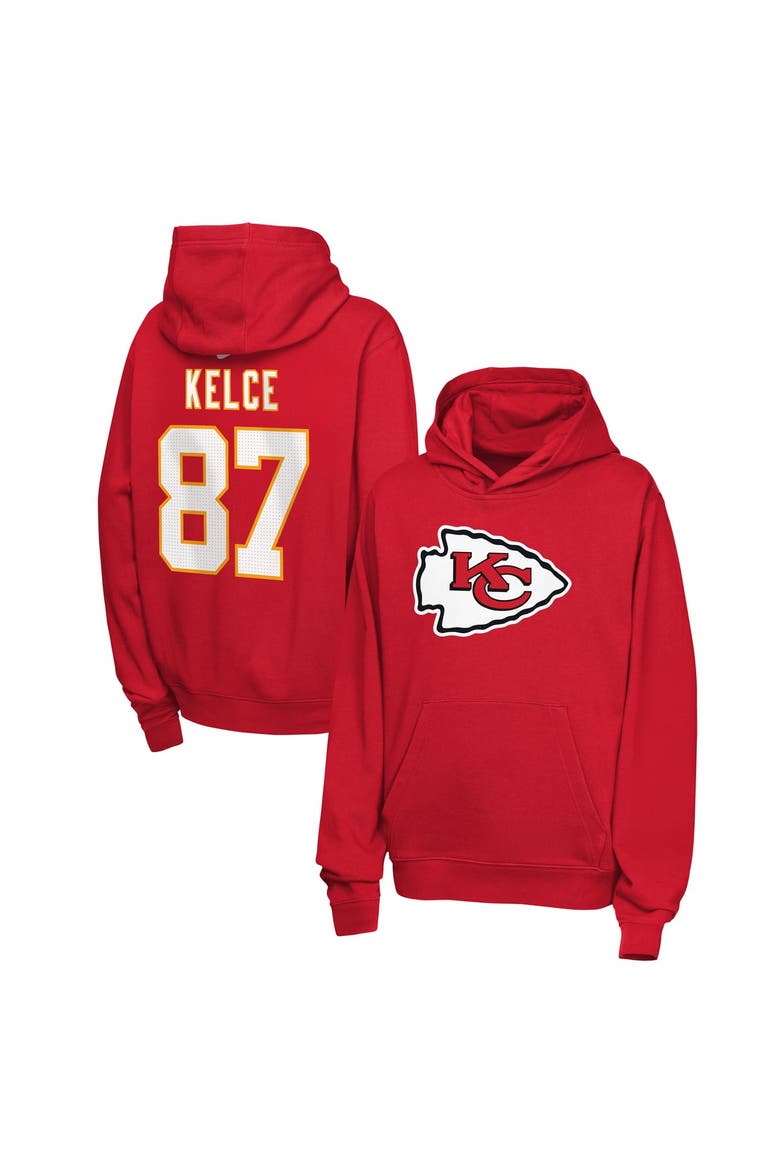 Youth Nike Travis Kelce Red Kansas City Chiefs Name & Number Club Fleece Hoodie, Main, color, Red