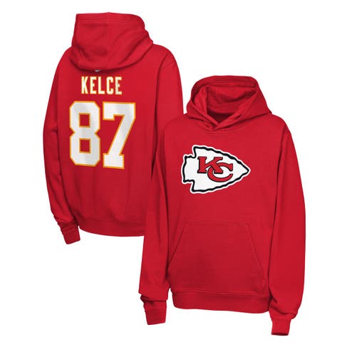 Youth Nike Travis Kelce Red Kansas City Chiefs Name & Number Club Fleece Hoodie