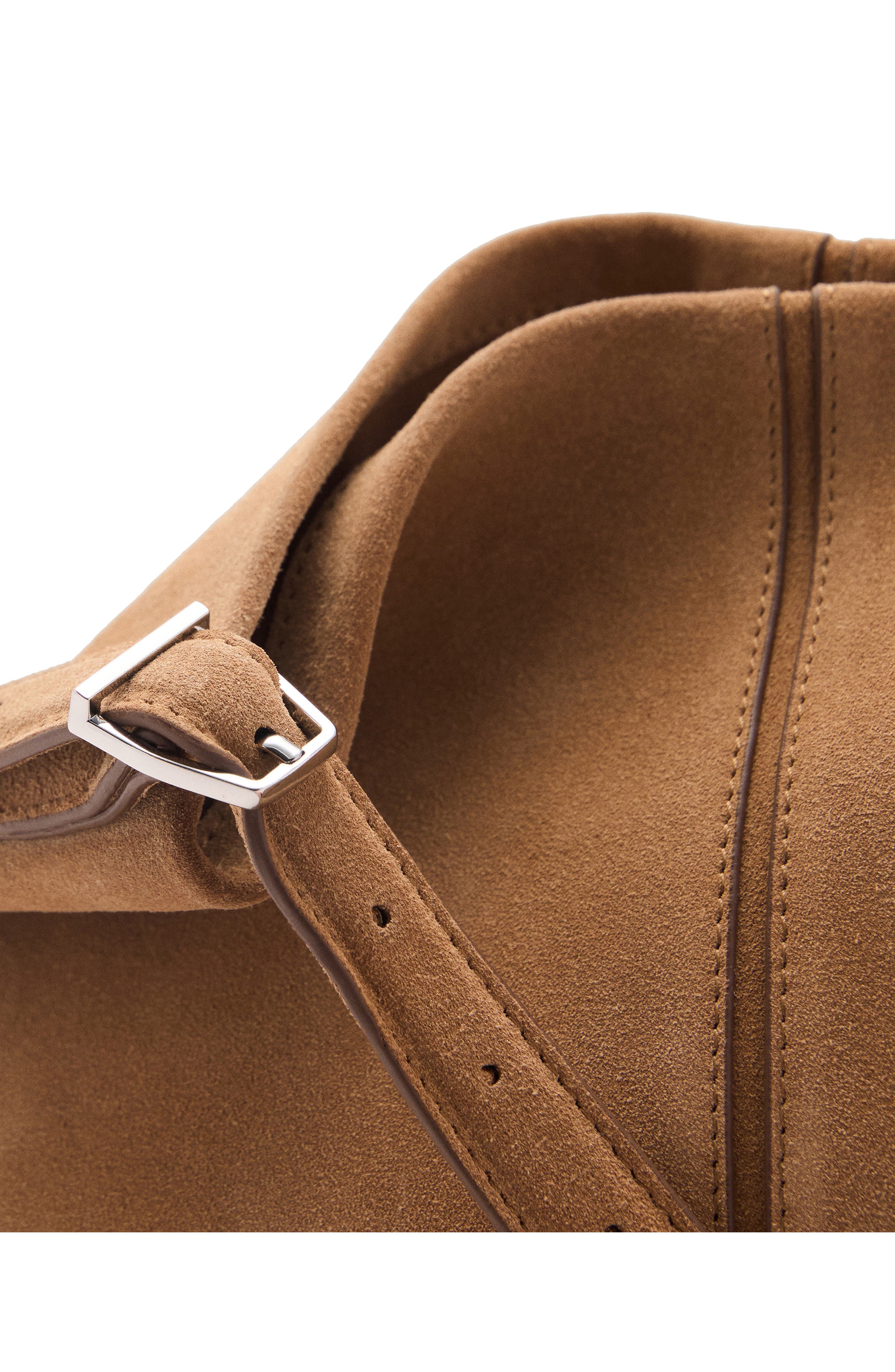 MANGO Leather Bucket Bag, Alternate, color, Medium Brown