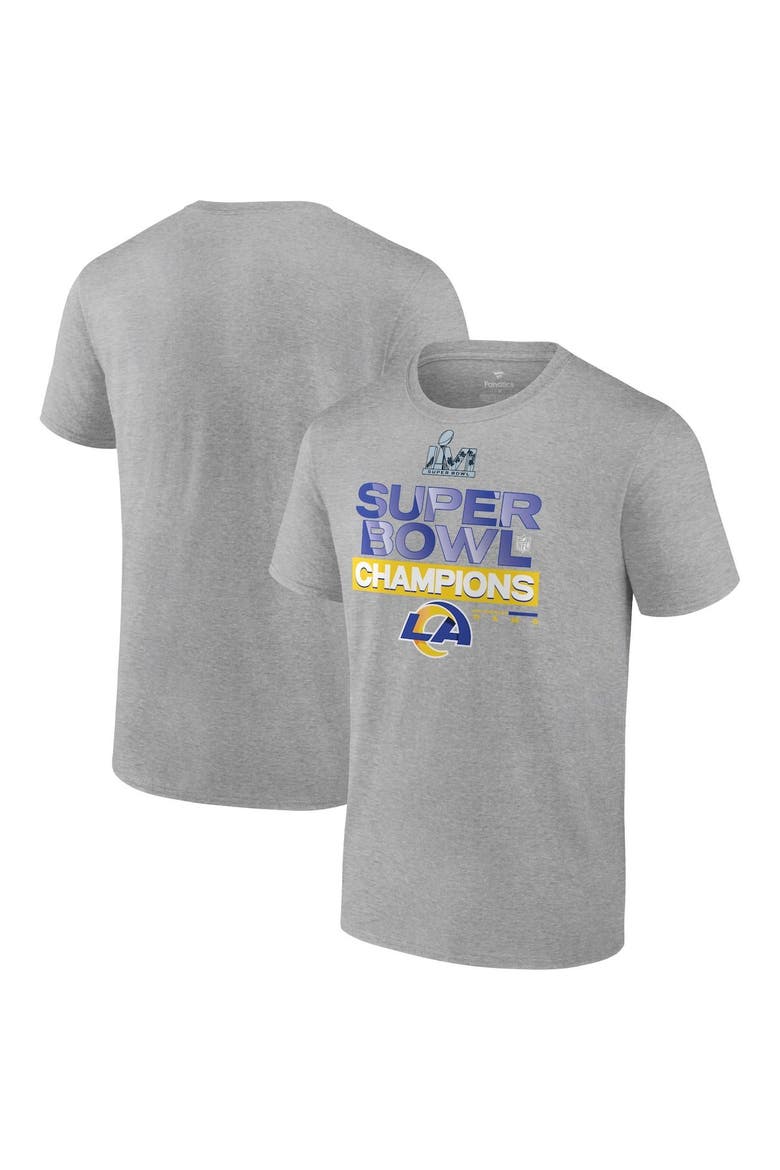 Men's Fanatics Branded Heathered Gray Los Angeles Rams Super Bowl LVI Champions Locker Room Trophy Collection T-Shirt, Main, color, Heather Gray