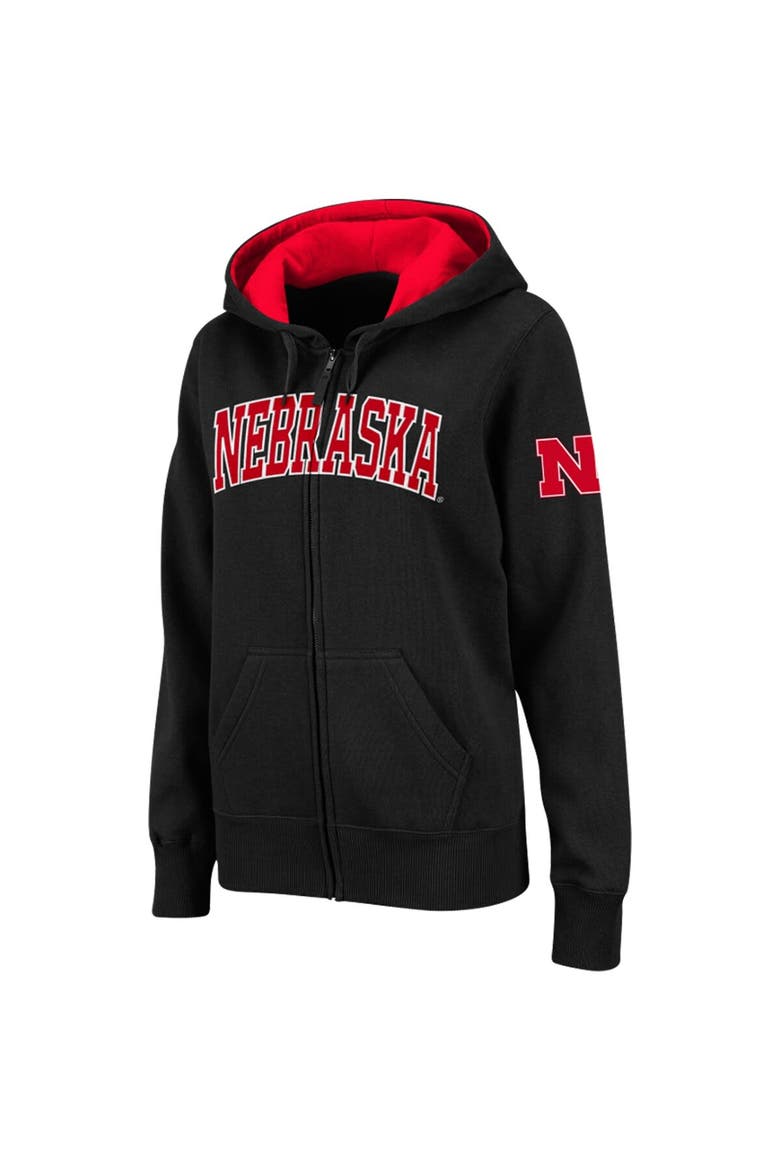 Women's Stadium Athletic Black Nebraska Huskers Arched Name Full-Zip Hoodie, Main, color, Black