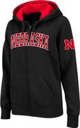 COLOSSEUM Women's Stadium Athletic Black Nebraska Huskers Arched Name Full-Zip Hoodie