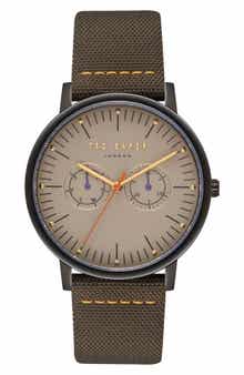 Ted Baker London Brit Leather Strap Watch, 40mm