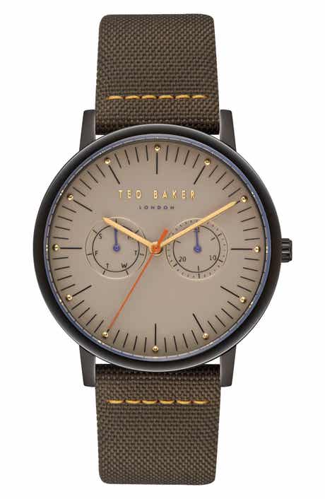 Ted Baker London Brit Leather Strap Watch, 40mm