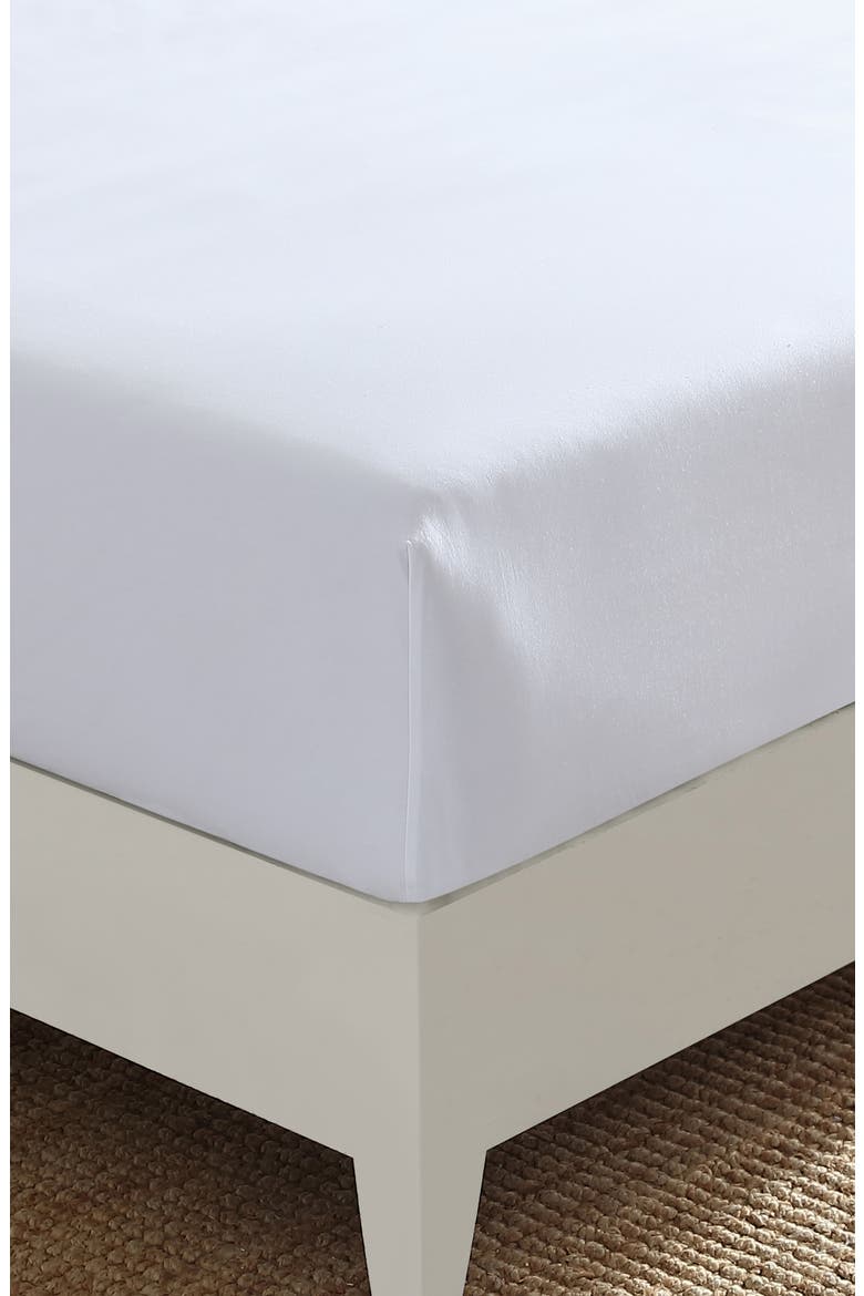 200 Thread Count Solid Cotton Percale Fitted Sheet, Alternate, color, DECK WHITE