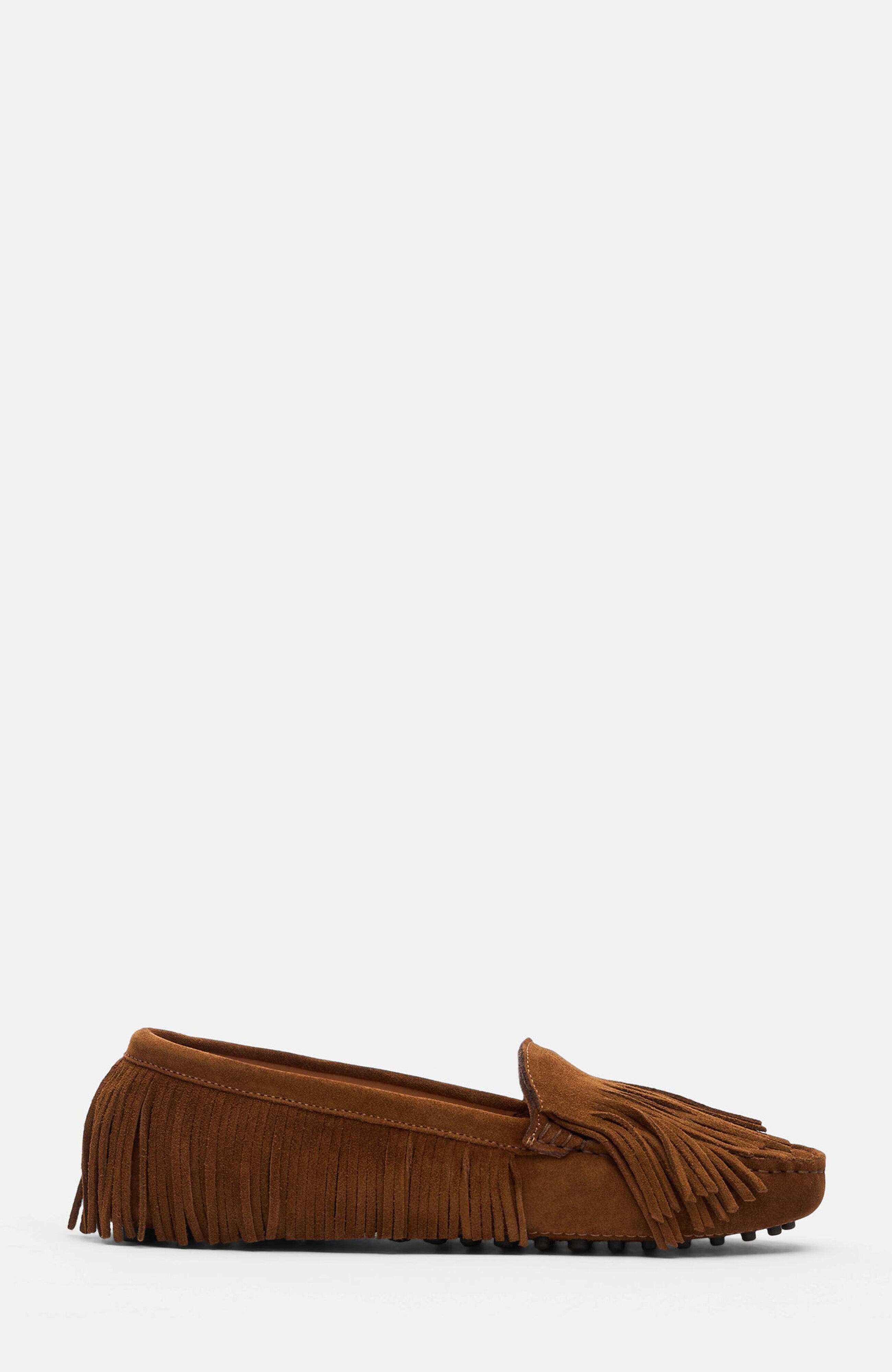 Maya Driving Shoes, Alternate, color, Brown - Suede
