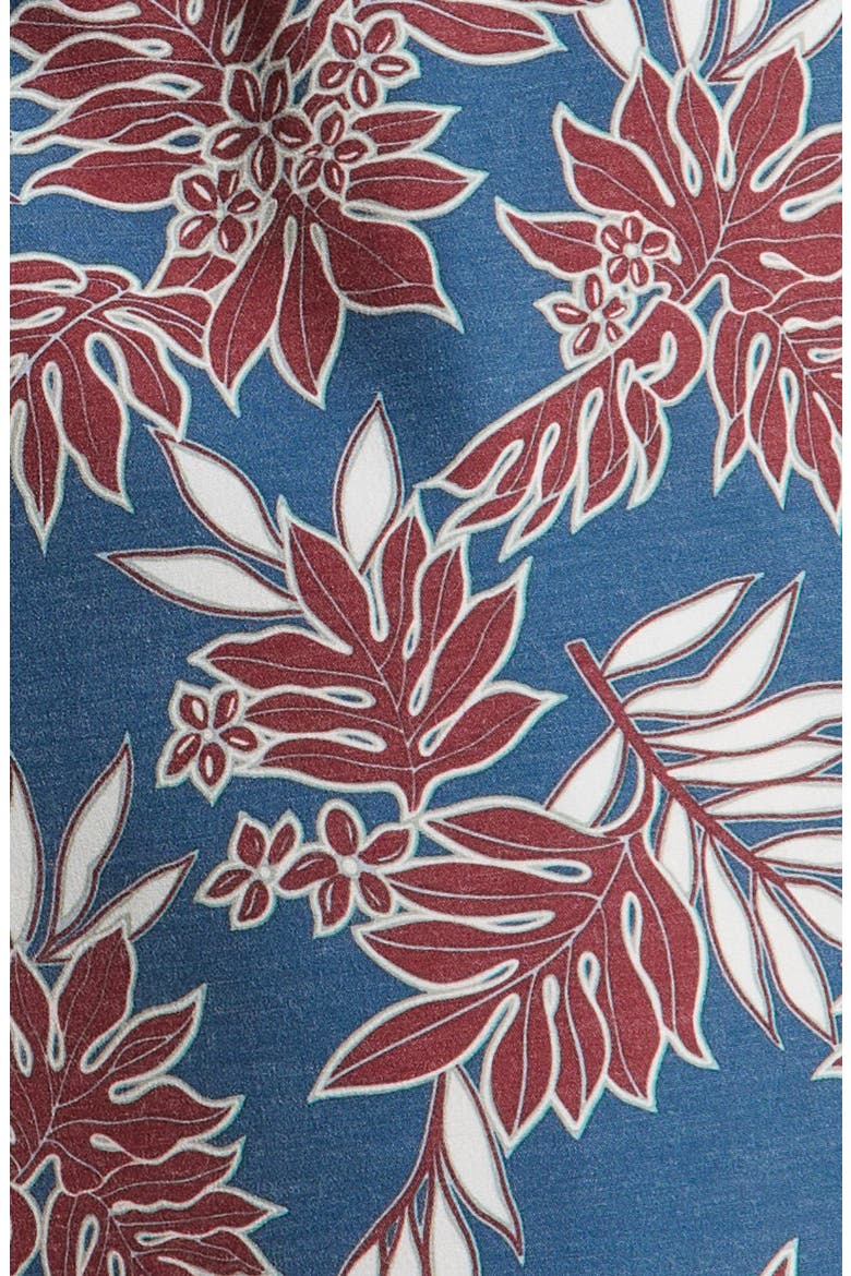 The Bayberry Medallion Print Water Repellent Swim Trunks, Alternate, color, NAVY CRIMSON LEAVES