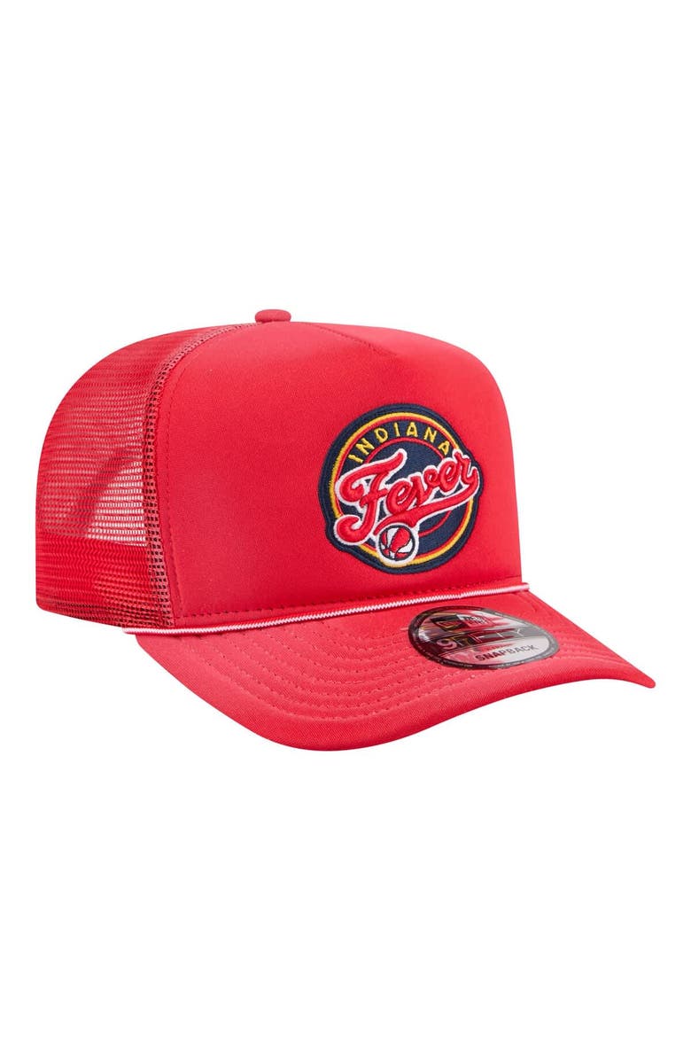 New Era Unisex New Era Red Indiana Fever Worn Foam Front 9FIFTY A-Frame Trucker Rope Snapback Hat, Alternate, color, Red