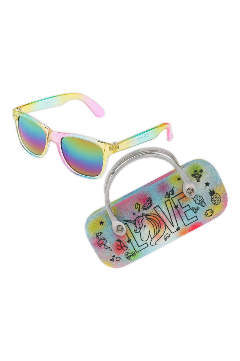 Love Doodles Sunglasses & Glitter Case Set, Main, color, MULTI CO