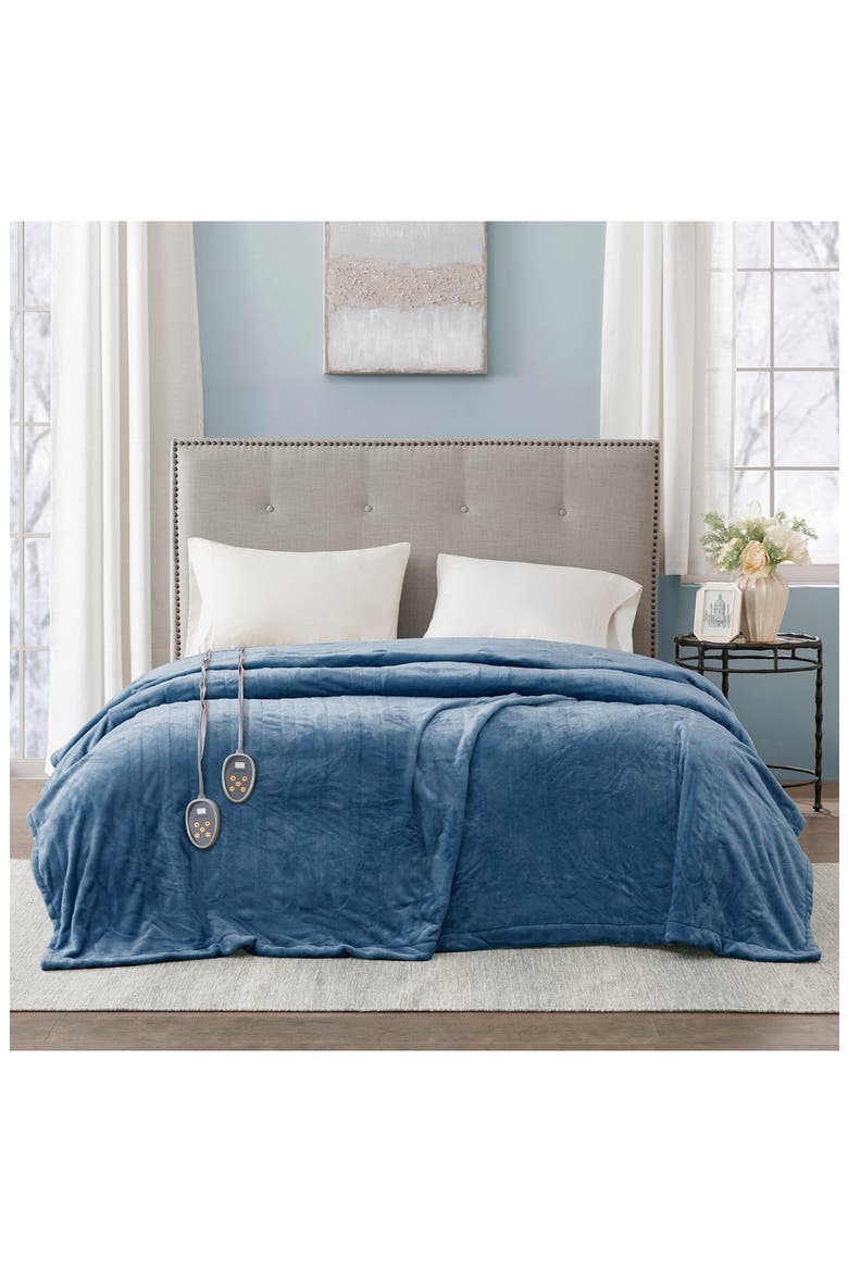 OEKO-TEX Heated Blanket, Alternate, color, SAPPHIRE BLUE