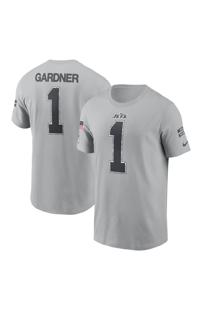 Nike Men's Nike Ahmad Sauce Gardner Gray New York Jets 2024 Salute To Service Name & Number T-Shirt, Main, color, Gray