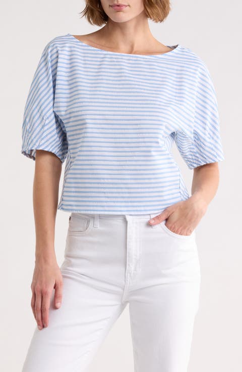 Boat Neck Barrel Sleeve Top