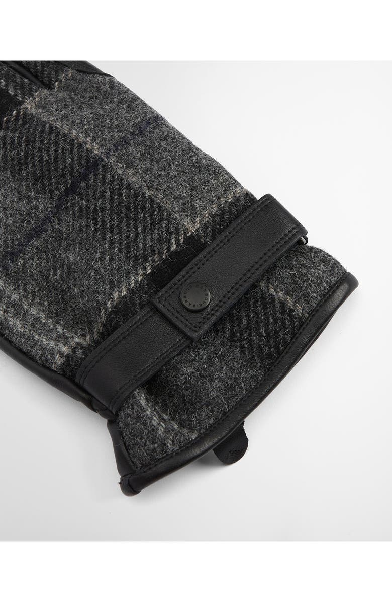 Barbour Newbrough Waterproof Tartan Mixed Media Gloves, Alternate, color, Black/ Grey