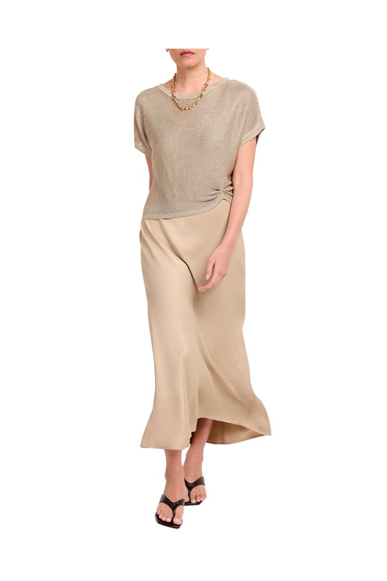 Woven Mix Metallic Dress, Alternate, color, Gold